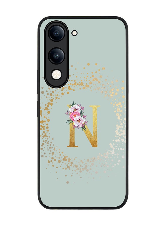 For vivo Y04 / Y29t 5G Case,Slim fit Camera Protection, Shockproof Thin Phone cover  - Custom Monogram Floral - N  (Light Grey )